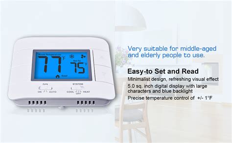 Upgraded Digital Non Programmable Thermostat For Home 1 Heat1 Cool