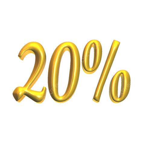 Number 20 3d Vector 3d Golden 20 Percent Offer Number Isolated On