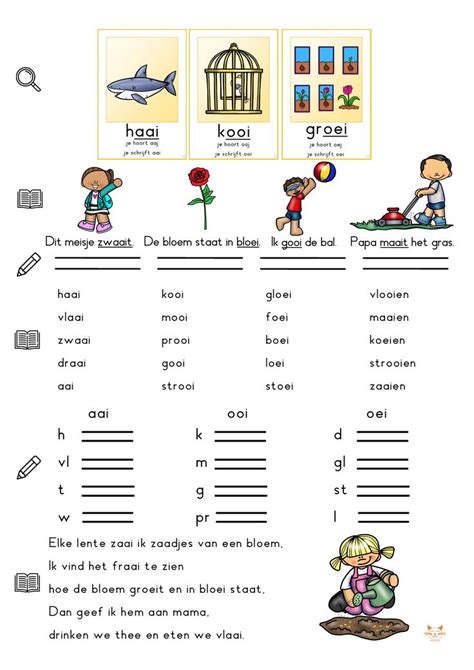 Werkblad Aai Ooi Oei Leren Lezen Lezen Spellingsactiviteiten