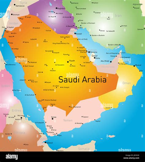 Vector Color Map Of Saudi Arabia Country Stock Photo Alamy