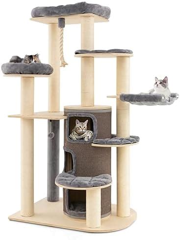 Costway Cat Tree Cm Tall Cats Climbing Tower With Hammock Condo