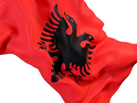 Waving Flag Closeup Illustration Of Flag Of Albania