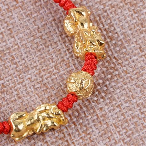 Rotes Seil D Chinesisch Feng Shui Pixiu Link Bead Mythische Armband