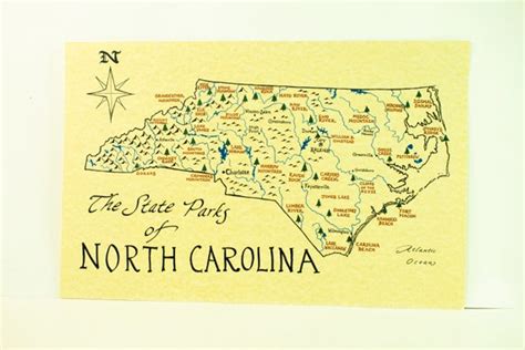 North Carolina State Parks Map Etsy