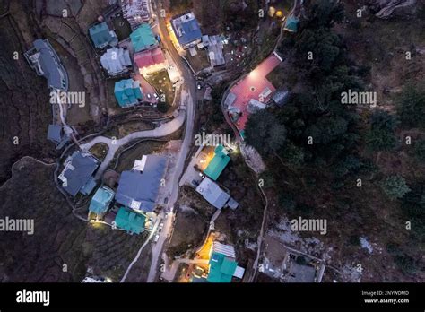 Aerial Drone Shot Top Down View Of Traffic In Narrow Winding Hill Roads