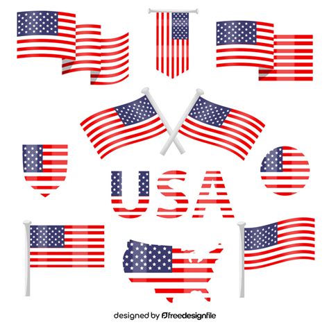 American flag set vector free download