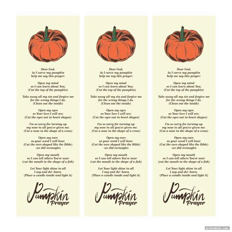 Free Printable Pumpkin Prayer Printable