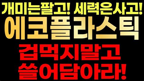 에코플라스틱🚨 개미는팔고 세력은사고 겁먹지말고 쓸어담으세요 Youtube