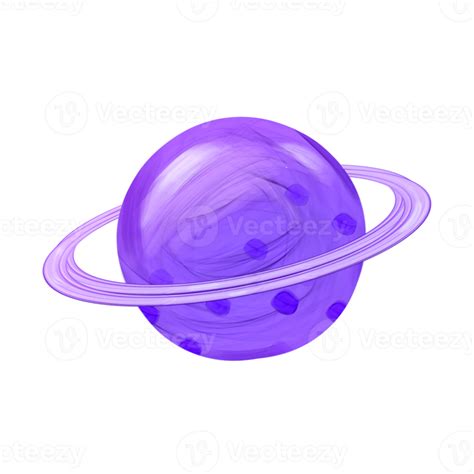 Cute Purple Saturn Stationary Sticker Oil Painting Png