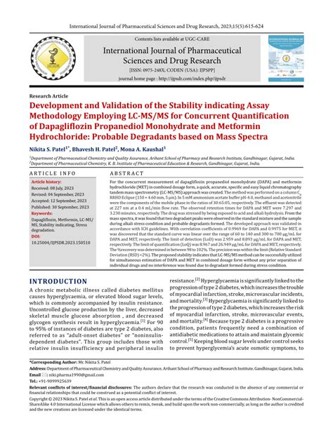 Pdf Development And Validation Of The Stability Indicating Assay