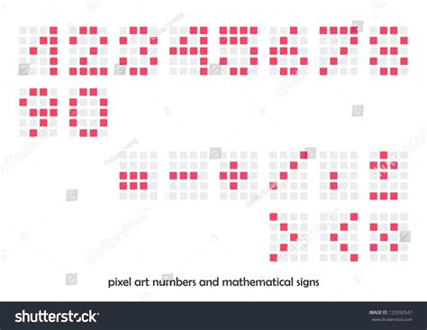 Vektor Stok Pixel Art Numbers Mathematical Signs Vector Tanpa Royalti 125350547 Shutterstock