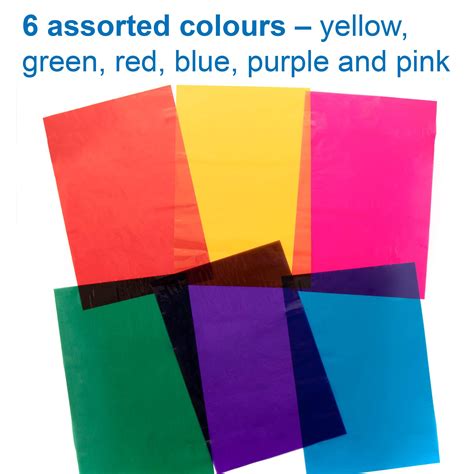 Baker Ross Ek5452 A4 Cellophane Sheets Value Pack Assorted Colours