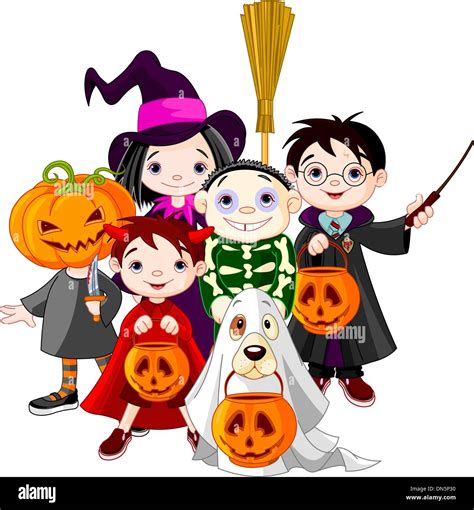 Halloween Trick Or Treating Children Stock Vector Image And Art Alamy