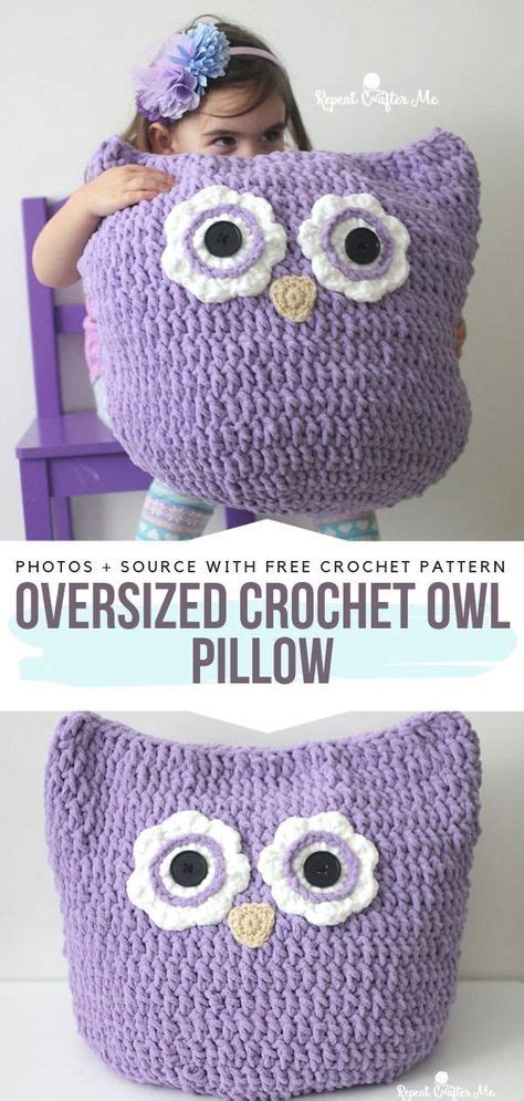 Crochet Pillow Owl Embroidery Origami