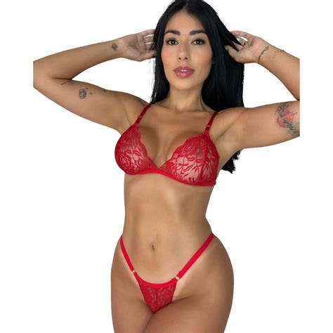 Kit 2 Conjunto Renda Sexy Sem Bojo Transparente Dia Dos Namorados