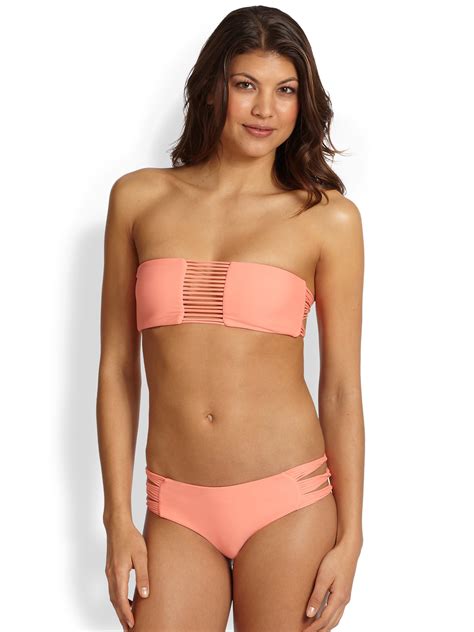 Lyst Mikoh Swimwear Tripleloop Bandeau Bikini Top In Pink