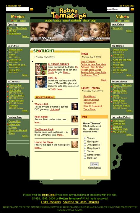 Rotten Tomatoes in 2000 - Web Design Museum