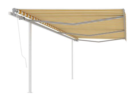 Auvent automatique rétractable avec poteaux 6x3m Jaune et blanc WVGQ2935