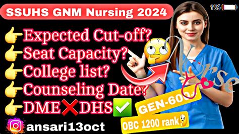 SSUHS GNM Nursing Exam Cut Off 2024 Colleges Gnm Ssuhsgnm