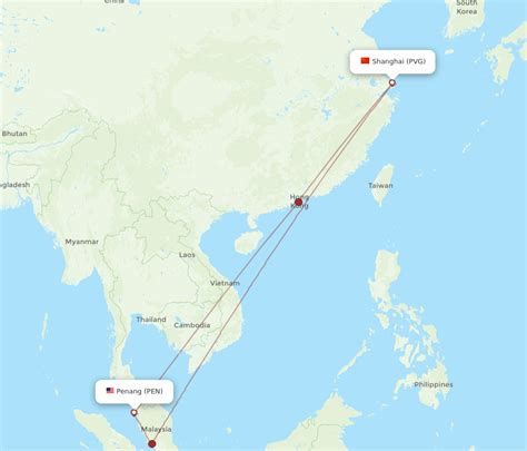 All Flight Routes From Shanghai To Penang Pvg To Pen Flight Routes