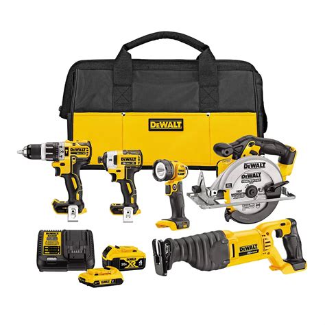 Dewalt 20v Max Lithium Ion Cordless Combo Kit 5 Tool With 4ah Battery 2ah Battery Char