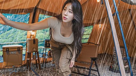 CAMPING IN THE RAIN WITH NEW BASE SHELTERㅣRAIN ASMR YouTube