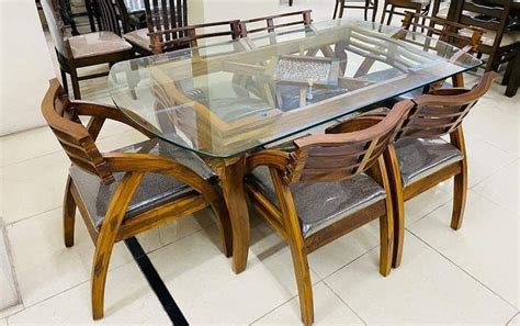 6 Seater Glass Top Wooden Dining Table At Rs 50000set In Umarkhed Id 2852131191733