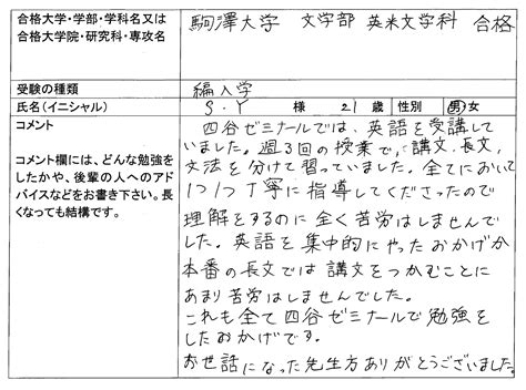 2020 駒澤大学 文学部 編入 合格｜大学編入・転部｜合格体験記｜四谷ゼミナール