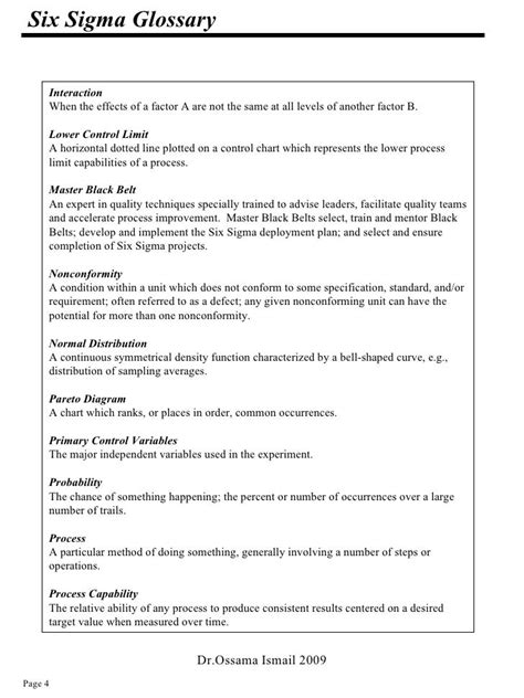 Six Sigma Glossary