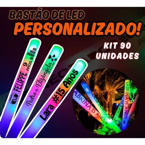 Bastão De Led Personalizado - 90 Bastão de Led Personalizado Espuma Neon Pisca Festa 15 Anos ...