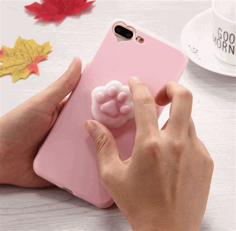 For Iphone 8 Plus And 7 Plus 3d Paw Print Pattern Squeeze Relief Squishy Dropproof Protective Back