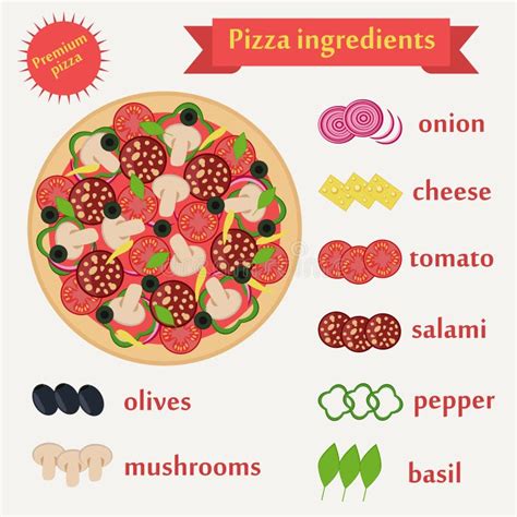 Sistema Del Vector De Los Ingredientes De La Pizza Ilustración Del