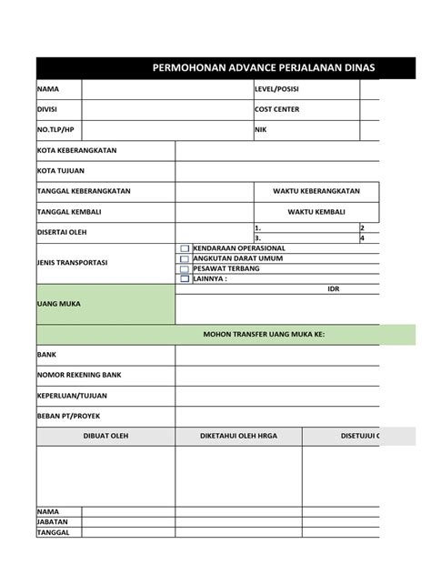 Form Perjalanan Dinas And Pertanggung Jawaban Pdf