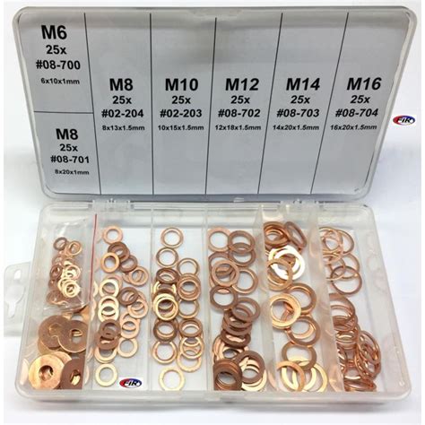 FIR COPPER WASHER KIT 150pcs M6 M8 M10 M12 M14 M16