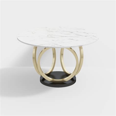 Modern 53 Round White Dining Table For 6 Person Faux Marble Top Gold And Black Pedestal Homary