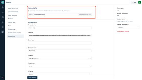 account url freshsurvey