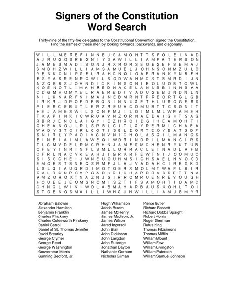 15 Constitution Word Search Worksheet