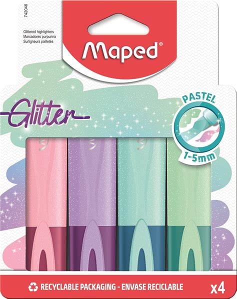 Maped Surligneurs Paillettes x 4 Pointe Biseautée 1 à 5mm Lot de