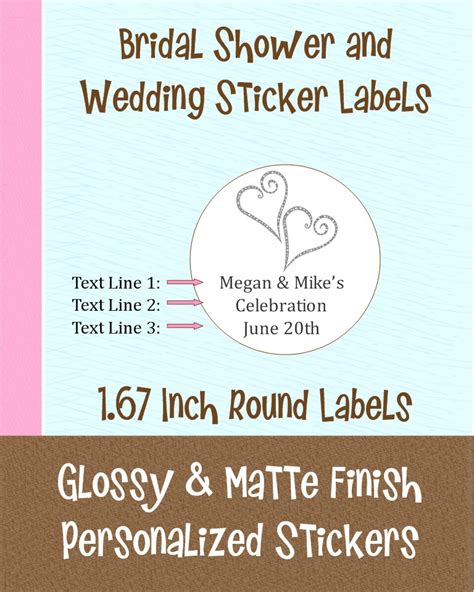 24 Round Personalized Bridal Shower And Wedding Sticker Labels