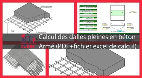 Calcul des dalles pleines en béton Armé PDF fichier excel de calcul