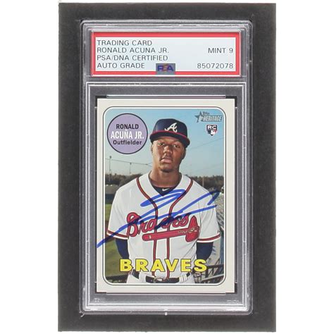 Ronald Acuna Jr Signed 2018 Topps Heritage 580 RC PSA Autograph