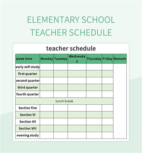 Free Teacher Schedule Templates For Google Sheets And Microsoft Excel ...