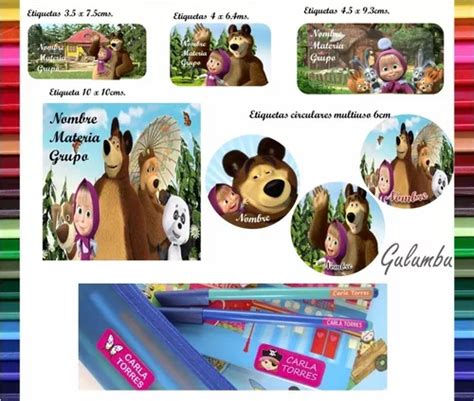 Kit Etiquetas Escolares Masha Y El Oso Imprimible 2019 En Venta En