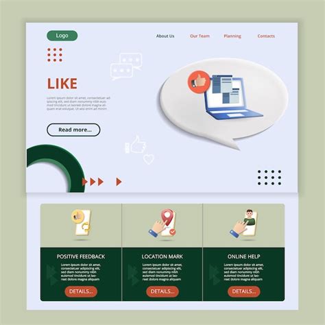 Premium Vector Like Flat Landing Page Website Template Positive Feedback