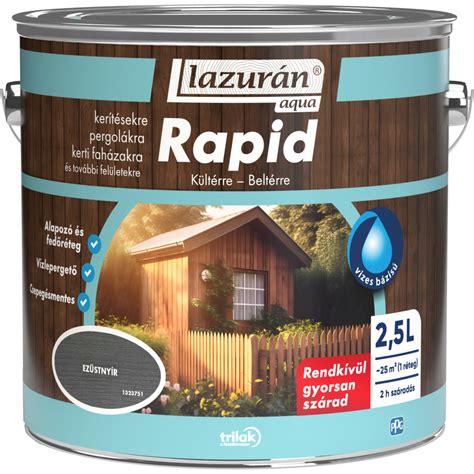 Lazurán aqua rapid vékonylazúr, 2,5 l, ezüstnyír - Lazúr