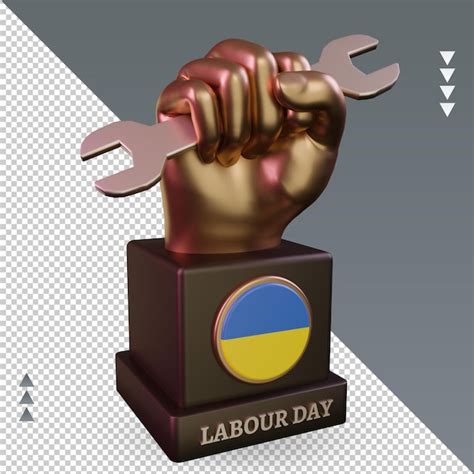 Premium PSD 3d Labour Day Ukraine Flag Rendering Left View