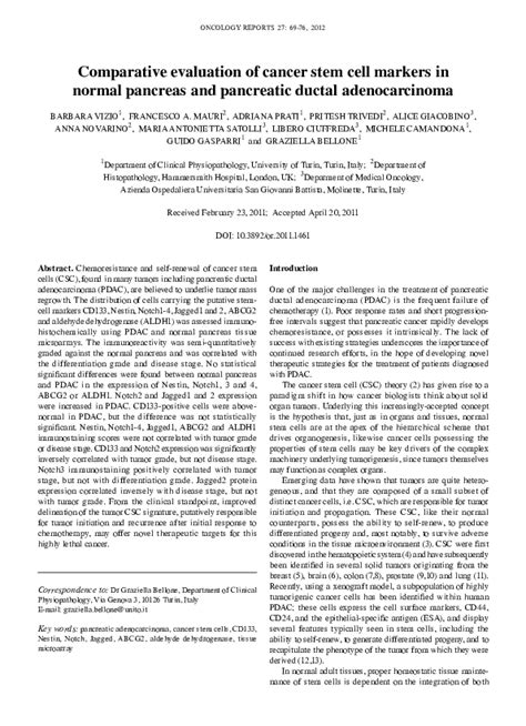 Pdf Comparative Evaluation Of Cancer Stem Cell Markers In Normal