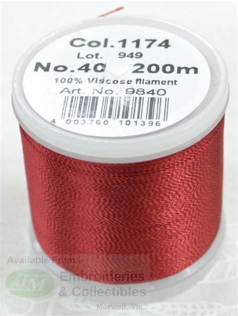 Madeira Rayon 40 Machine Embroidery Thread 200m Colour 1174 Medium Maple