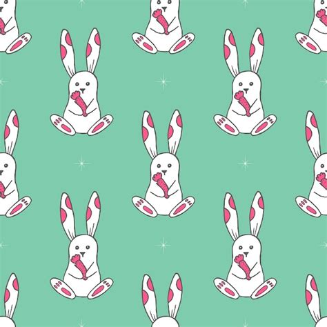 Premium Vector Seamless Pattern With Cute White Rabbits