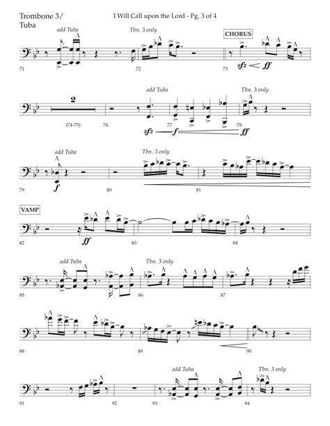 I Will Call Upon The Lord Choral Anthem Satb Trombone Tuba Sheet